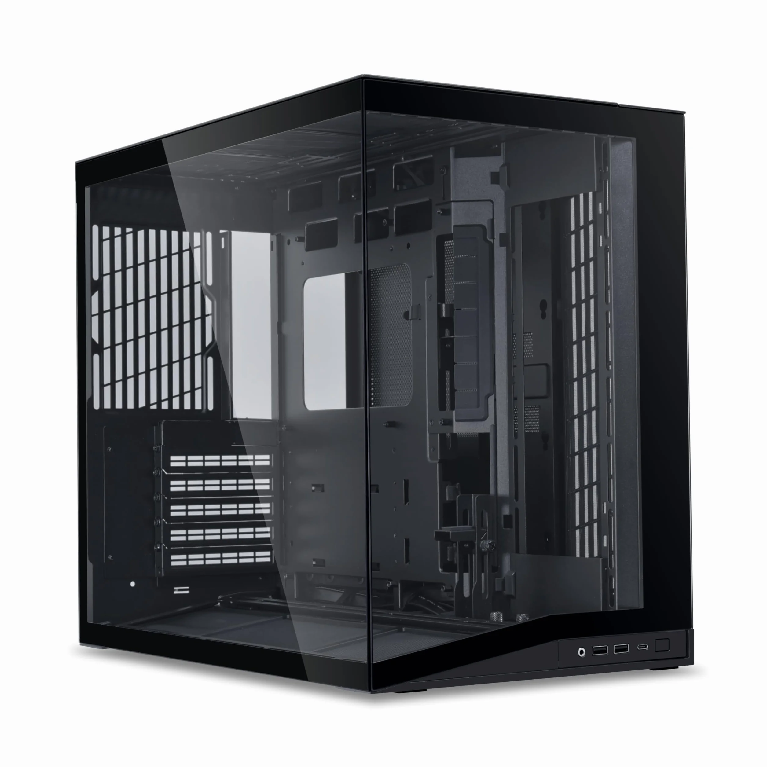 Lian Li O11 Dynamic Mini V2 obudowa PC, czarna, kompaktowa obudowa ATX Midi Tower z dwukomorową konstrukcją, szkłem hartowanym i modułową konstrukcją