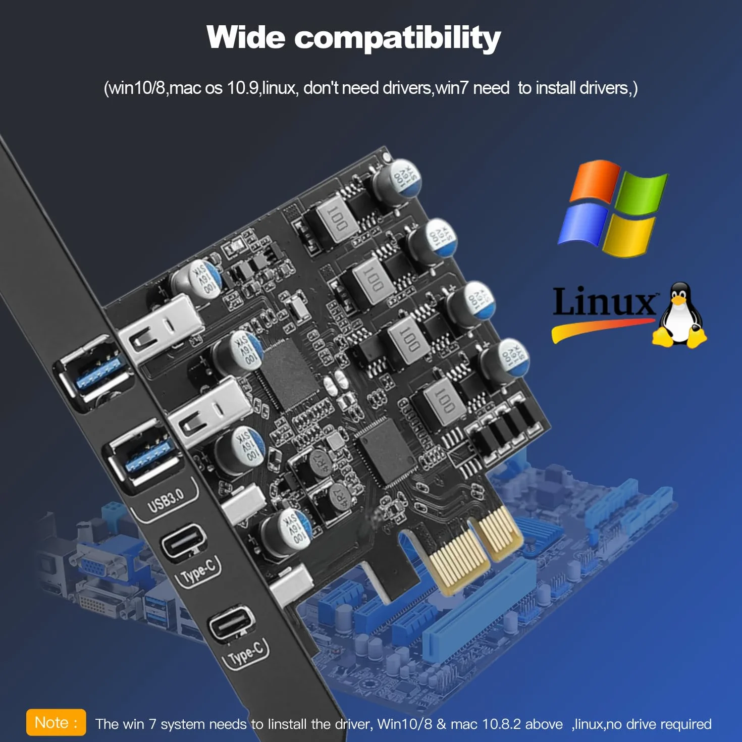 Karta PCIe USB z Power Delivery 25W, karta rozszerzeń PCI Express na USB 3.0 4 porty (2 x Type A + 2 x Type C), szybkie ładowanie z uchwytem Low Profile dla komputera stacjonarnego