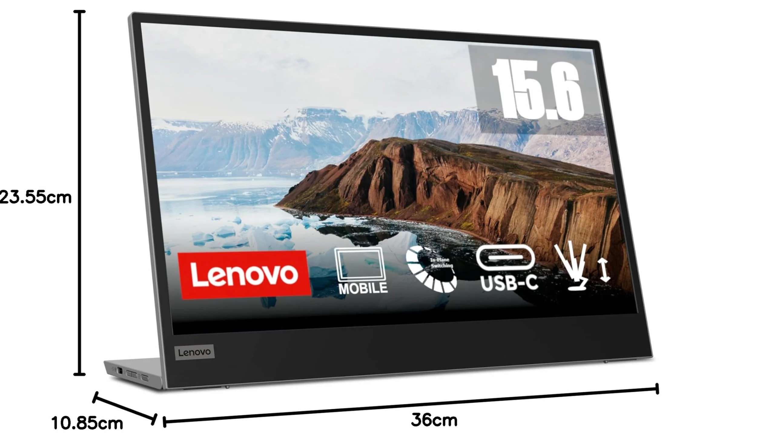 Lenovo L15 Mobilny monitor 15,6 cala FHD 1080p IPS Panel z USB Type-C, stojak na wysokość - czarny