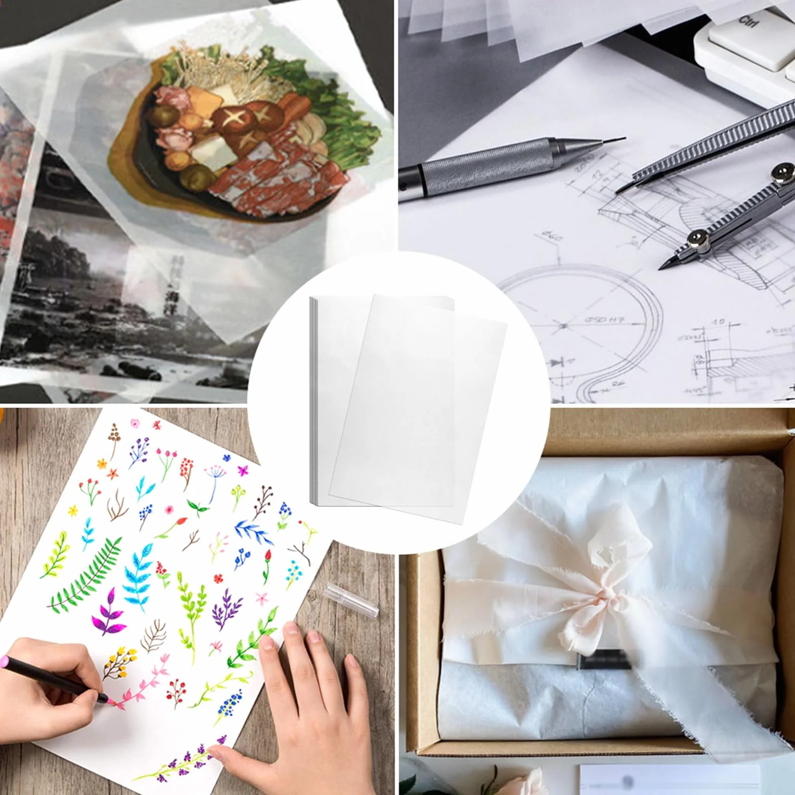 Papier Calque A4 73g/m² Hautement Transparent Imprimable pour Patron Couture Dessin Scrapbooking