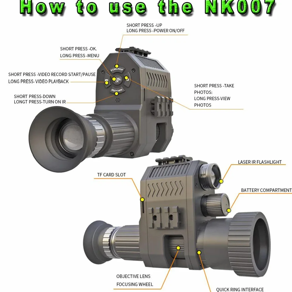 XiaoXIN Cyfrowy luneta noktowizyjna monokular 100-200 m podróżna kamera na podczerwień obsługa nagrywania zdjęć wideo wiele języków na zewnątrz kemping polowania obserwacja nocna pływanie łódką