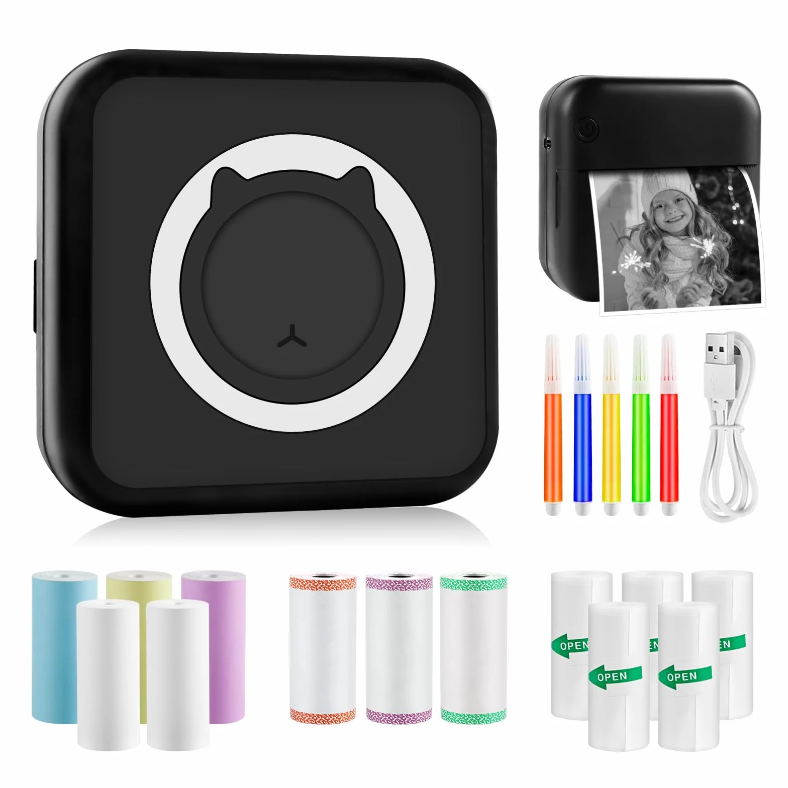 Imprimante Photo Portable sans Fil - Mini Instantané Thermique BT pour Étiquettes, Reçus, Mémos