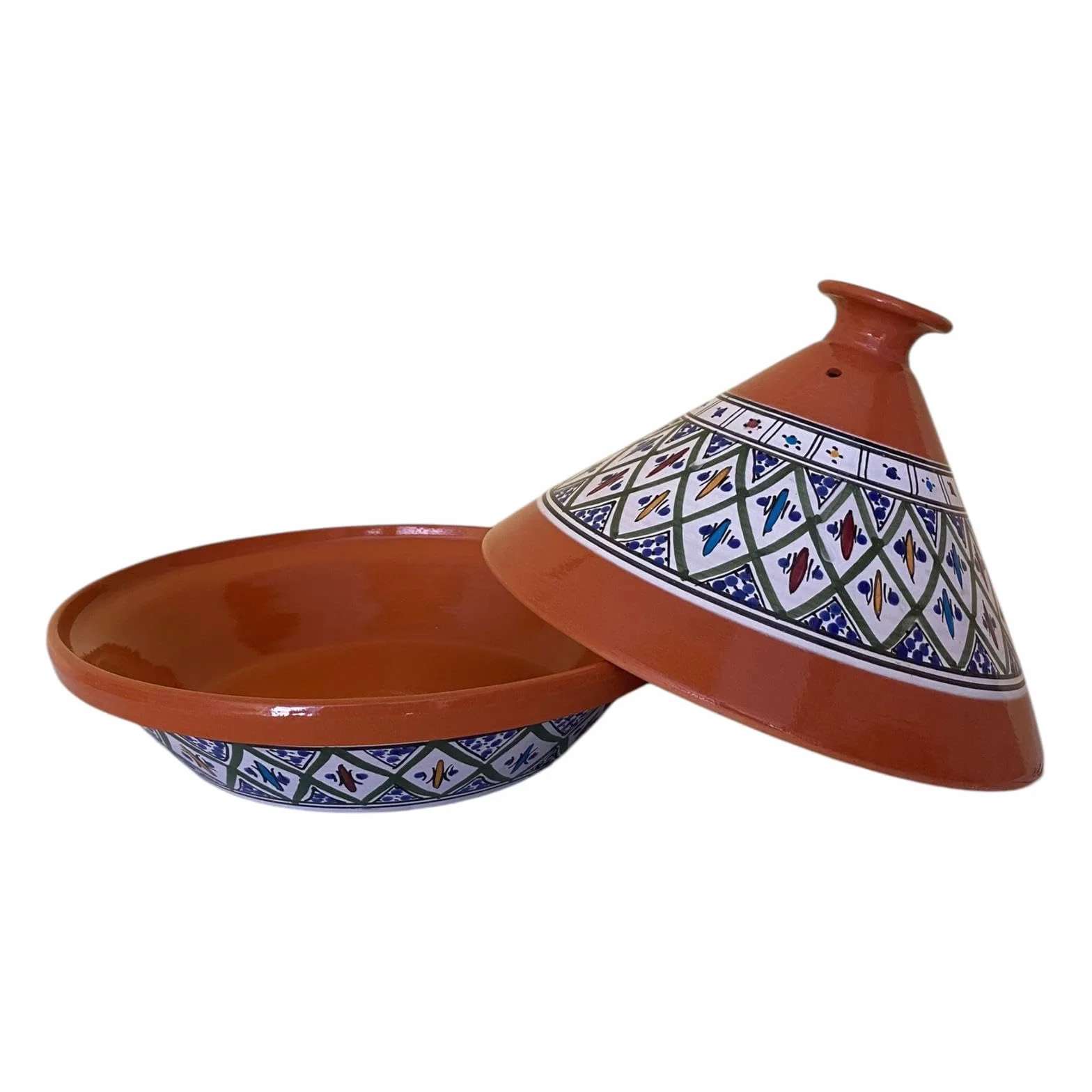 La Maison Unique: Tajine Terre cuite Marocaine Tunisienne Diamètre 32 cm Cocotte Pression Avec Couvercle Plat Ethnique Marocain Cuisine Santé - Qualité Premium - Vert