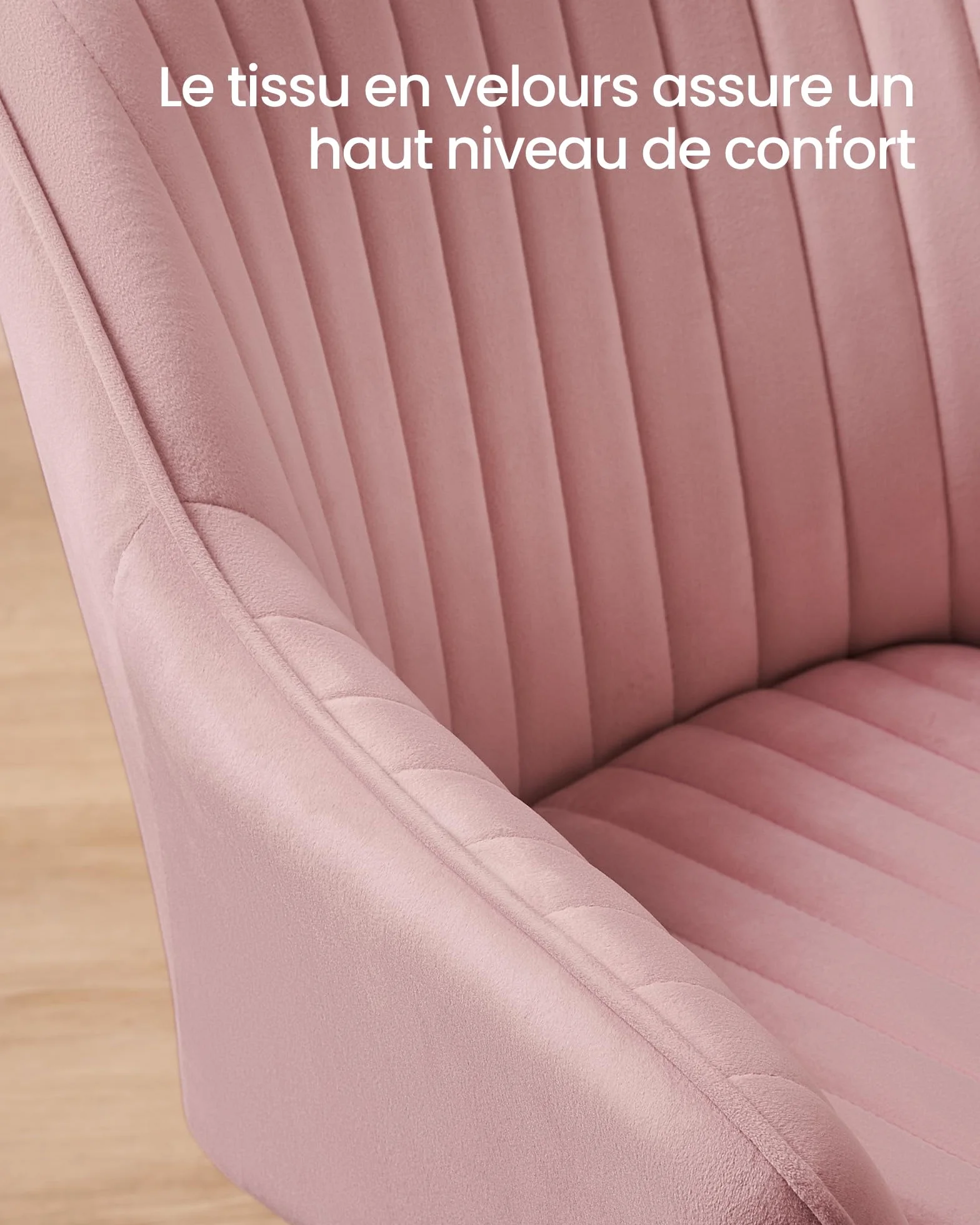 SONGMICS Chaise Salle à Manger, Chaise de Cuisine, Fauteuil en Velours, Rembourrée, avec Accoudoirs, Charge Max. 120 kg, Pieds en Métal, pour Salle à Manger, Rose Bonbon et Doré Clair LDC087R01