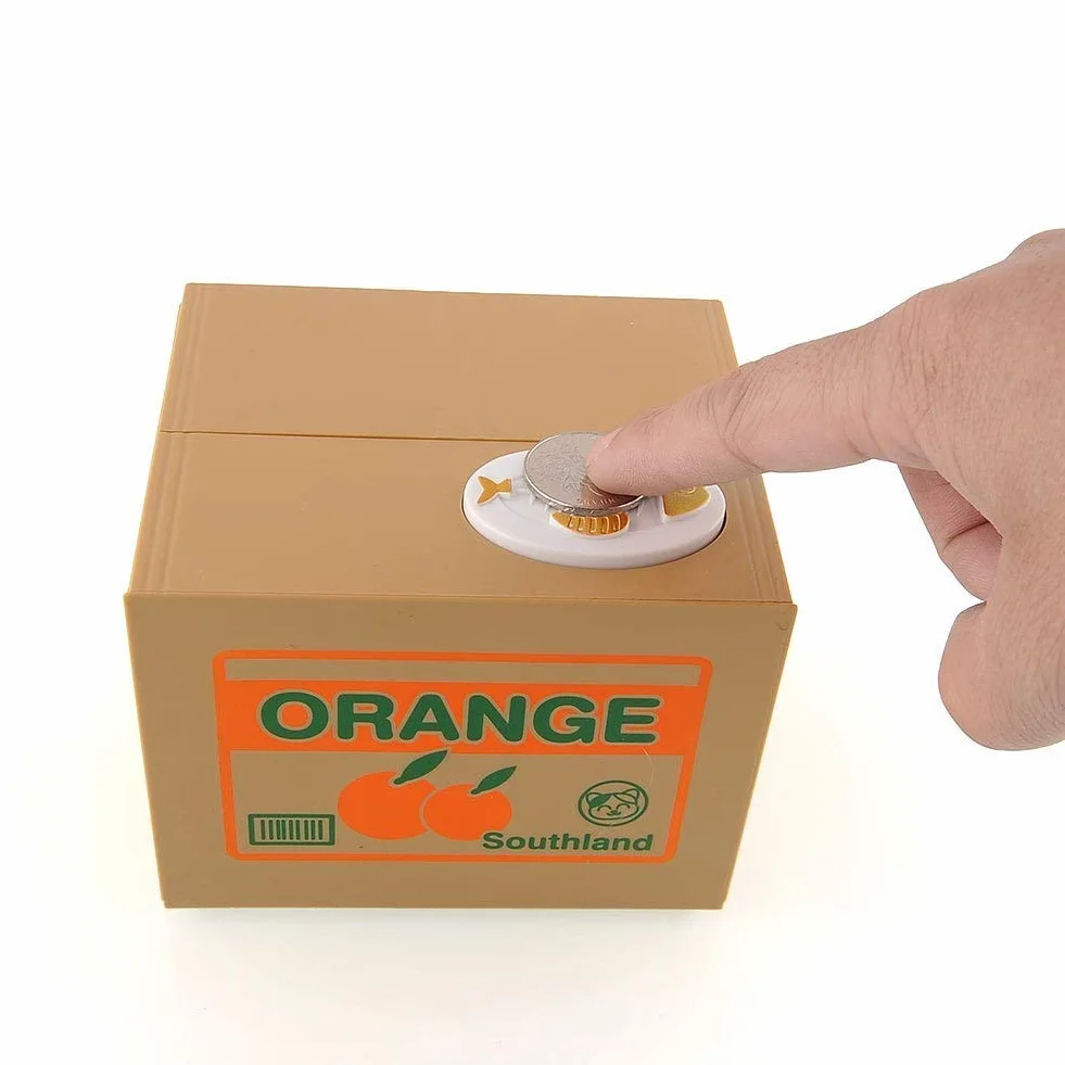 Tirelire Chat Voleur Automatique Banque Argent, Blanc (Orange)