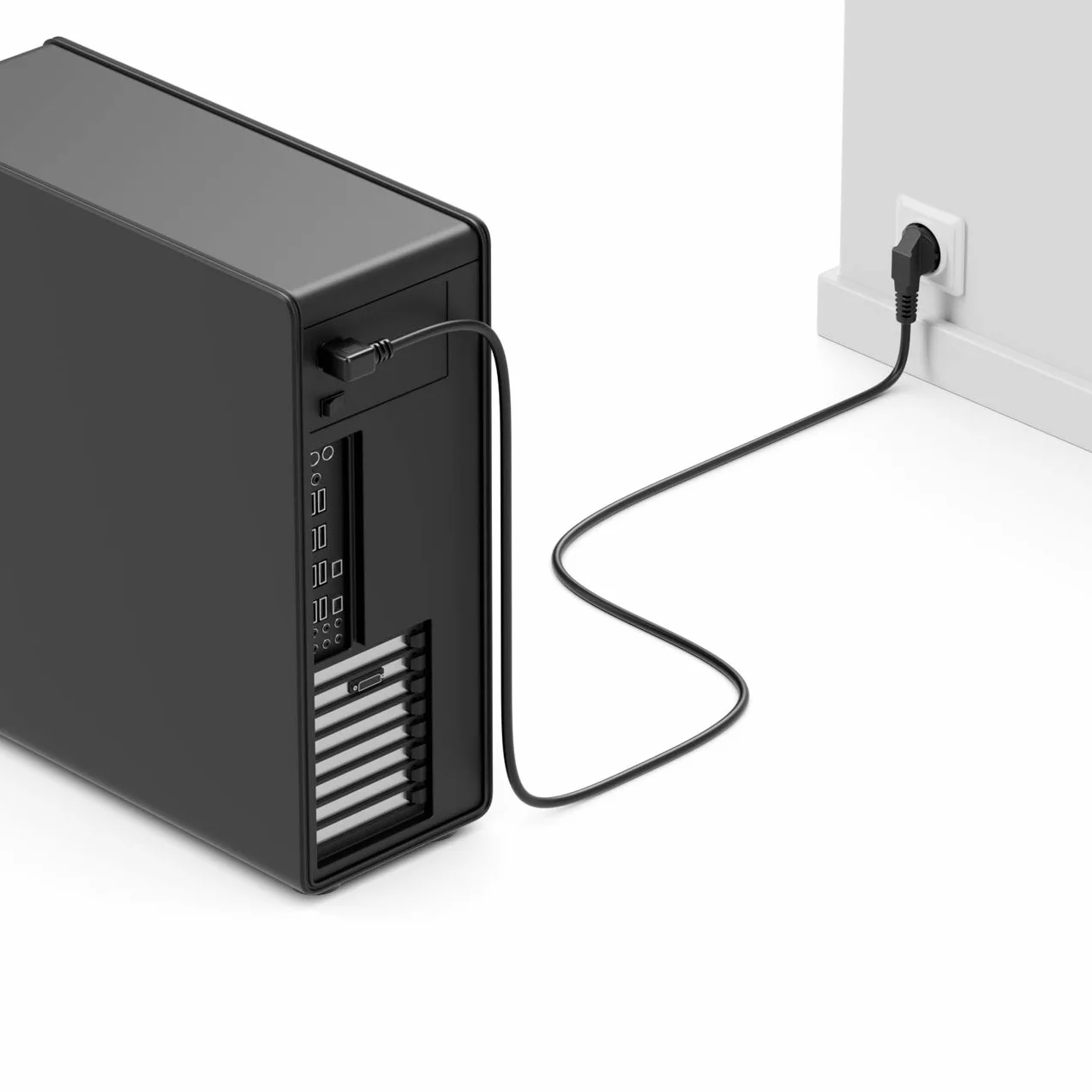 deleyCON 1m Câble Alimentation Type F CEE 7/7 C13 90° Coudée Noir