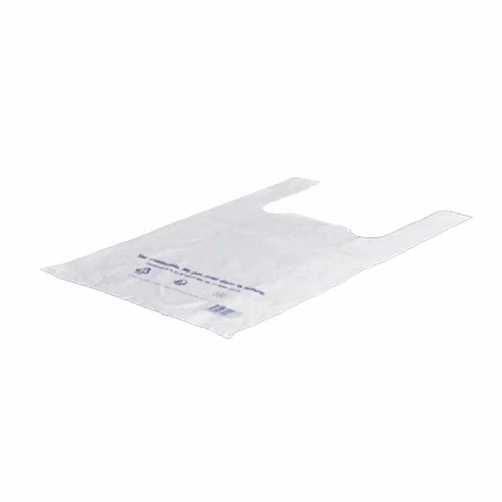 500 Sacs Bretelles Réutilisables 26x12x45 cm en plastique blanc 50 microns
