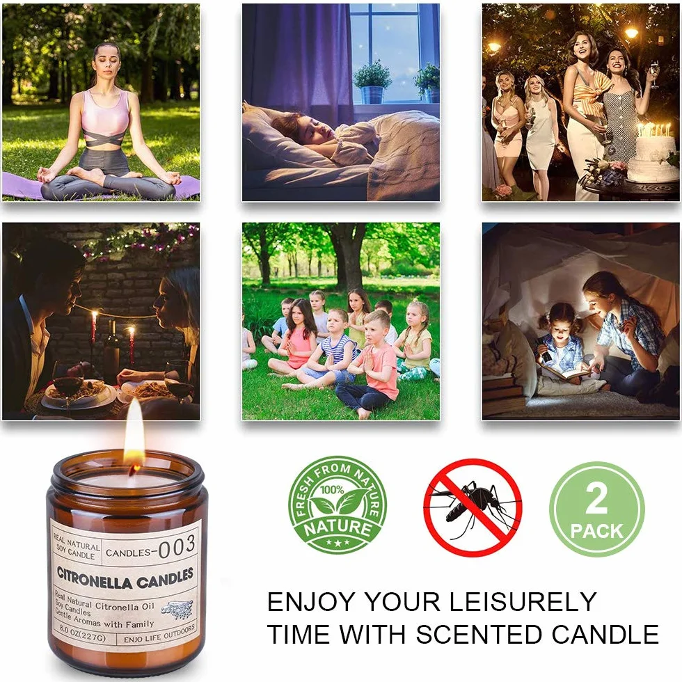 Grande Bougie à la Citronnelle 240 Heures - Extérieure en Cire de Soja
