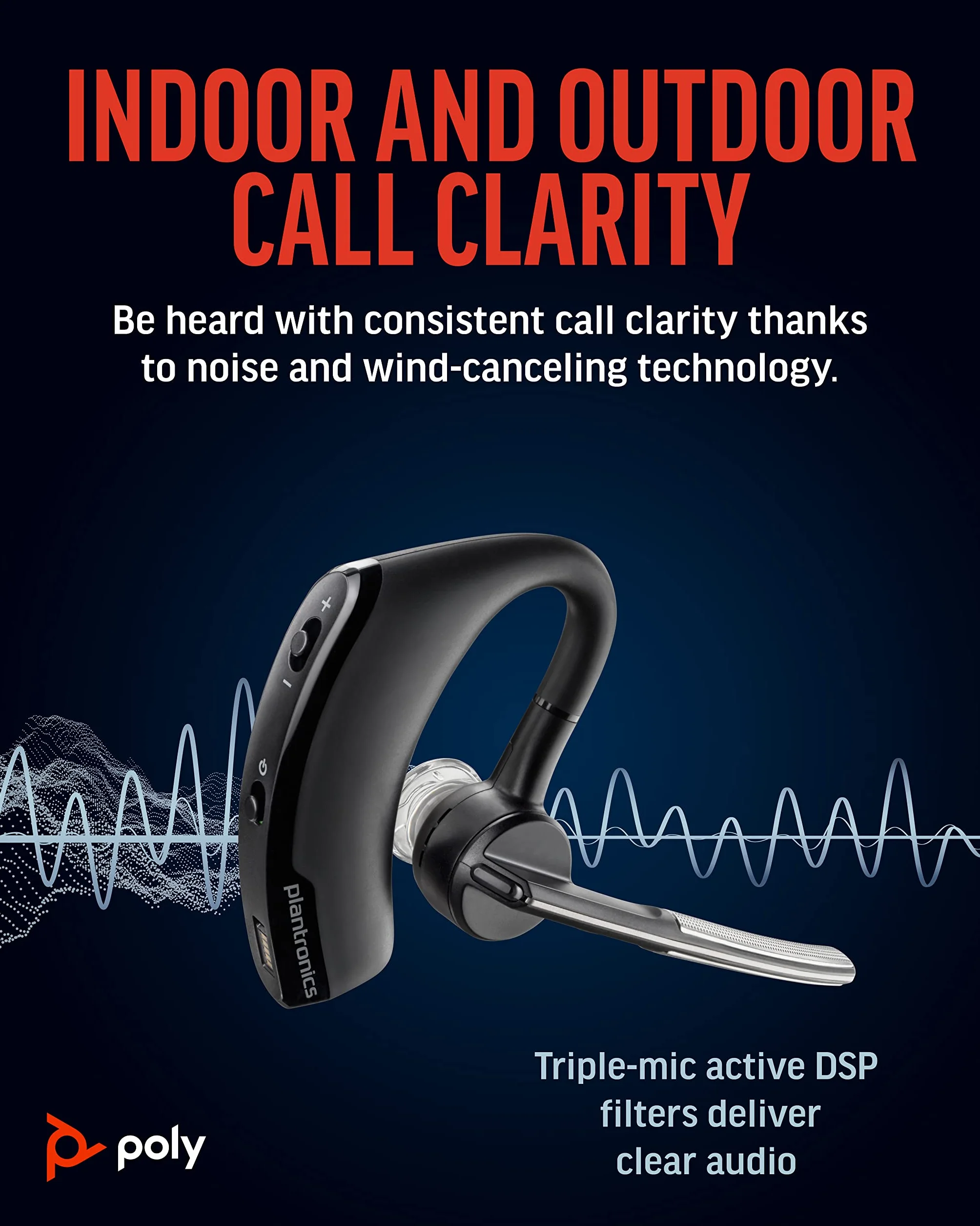 Plantronics Voyager Legend bezprzewodowy zestaw słuchawkowy Bluetooth, kompatybilny z iPhone'em, systemem Android i innymi wiodącymi smartfonami, czarny, opakowanie bez frustracji