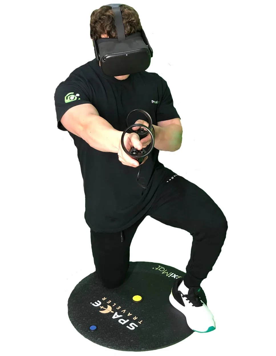 ProxiMat Space Traveler Theo 58.4 cm okrągła mata VR do małego pokoju zapewnia skalę stojącą i pokojową. Świetne akcesorium na prezent do platformy Oculus Rift, Quest, HTC Vive, Valve Index