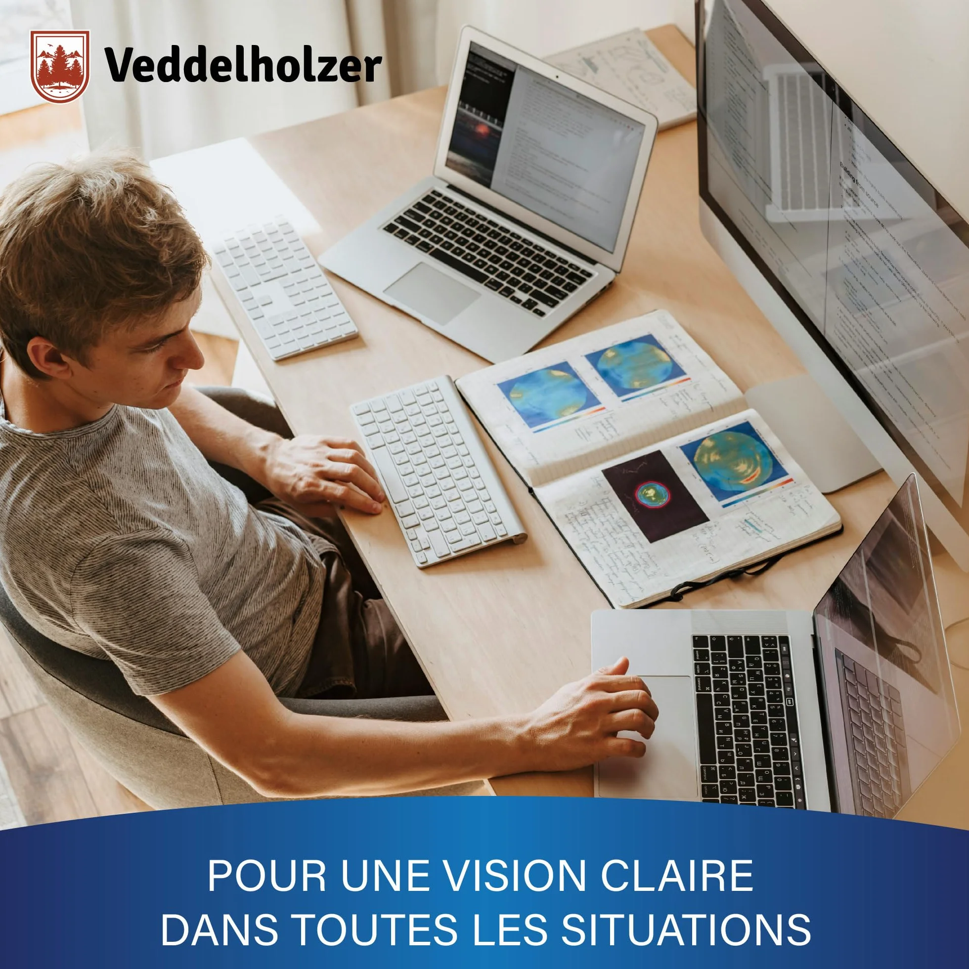 Veddelholzer Kit de Nettoyage pour écrans 250 ML avec Chiffon en Microfibre et Pinceau