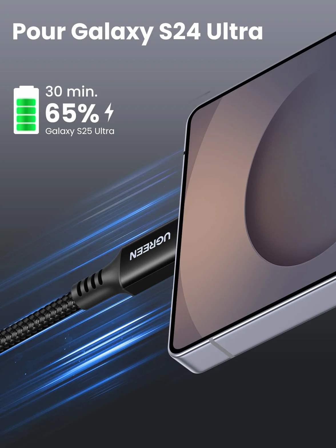 UGREEN 100W Câble USB C vers USB C PD 20V 5A Type C Charge Rapide Sync Compatible iPhone 17 Pro Max Air 16 15 14 Galaxy S26 Ultra S25 iPad Air mini MacBook Pro Air Pixel 10 1M