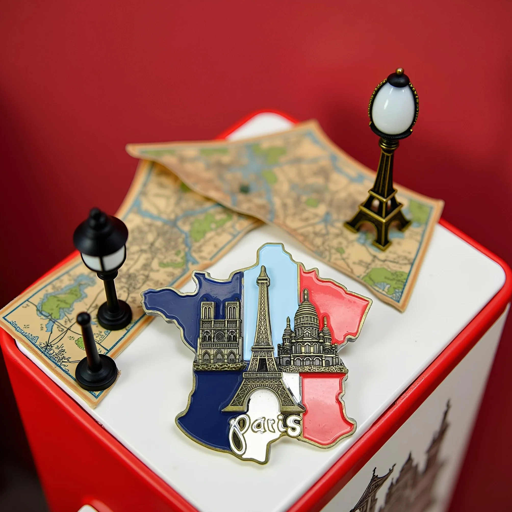 Autocollant multicolore aimants réfrigérateur carte France résine 3D Notre-Dame Paris accessoires