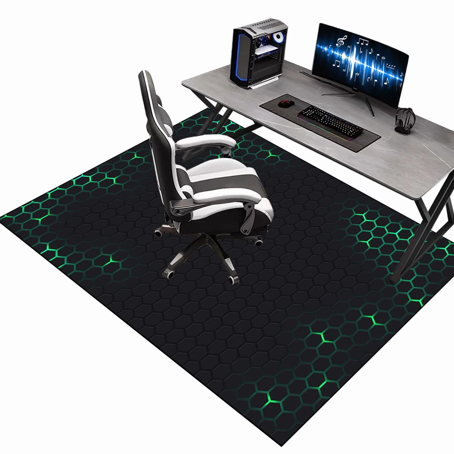 Tapis Gaming Sol, Tapis de Protection du Sol pour Chaise de Bureau, Tapis de Sol Gamer, Tapis Chaise de Bureau Gaming Antidérapant, Tapis Protège-Sol pour Parquet, Carrelage et Sol Dur 160 x 180 cm