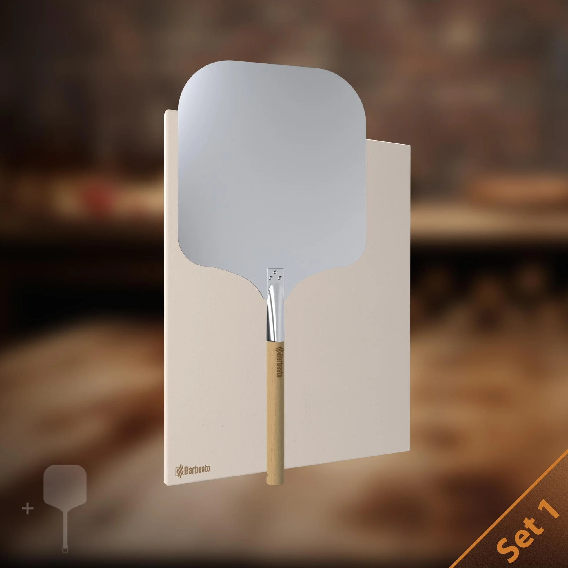 CLP Pierre À Pizza en Cordiérite avec Livre De Recettes I pour Four, Grill 38x30 CM I Seule Ou en Set avec Pelle À Pizza Et Coupeur, Contenu du Set:Pierre à Pizza+découpeur