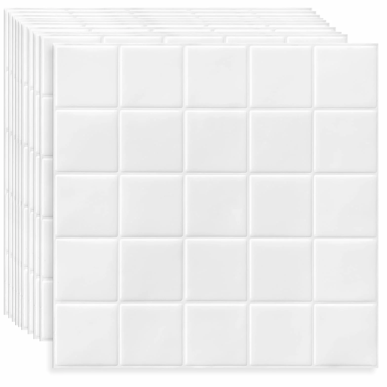 DEWOO Carrelage Adhésif Mural Blanc 30.5x30.5 cm 10 Pièces