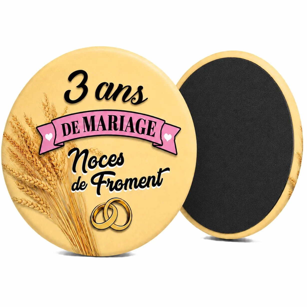 Magnet Aimant 3.8cm Anniversaire 3 Ans de Mariage Noces de Froment
