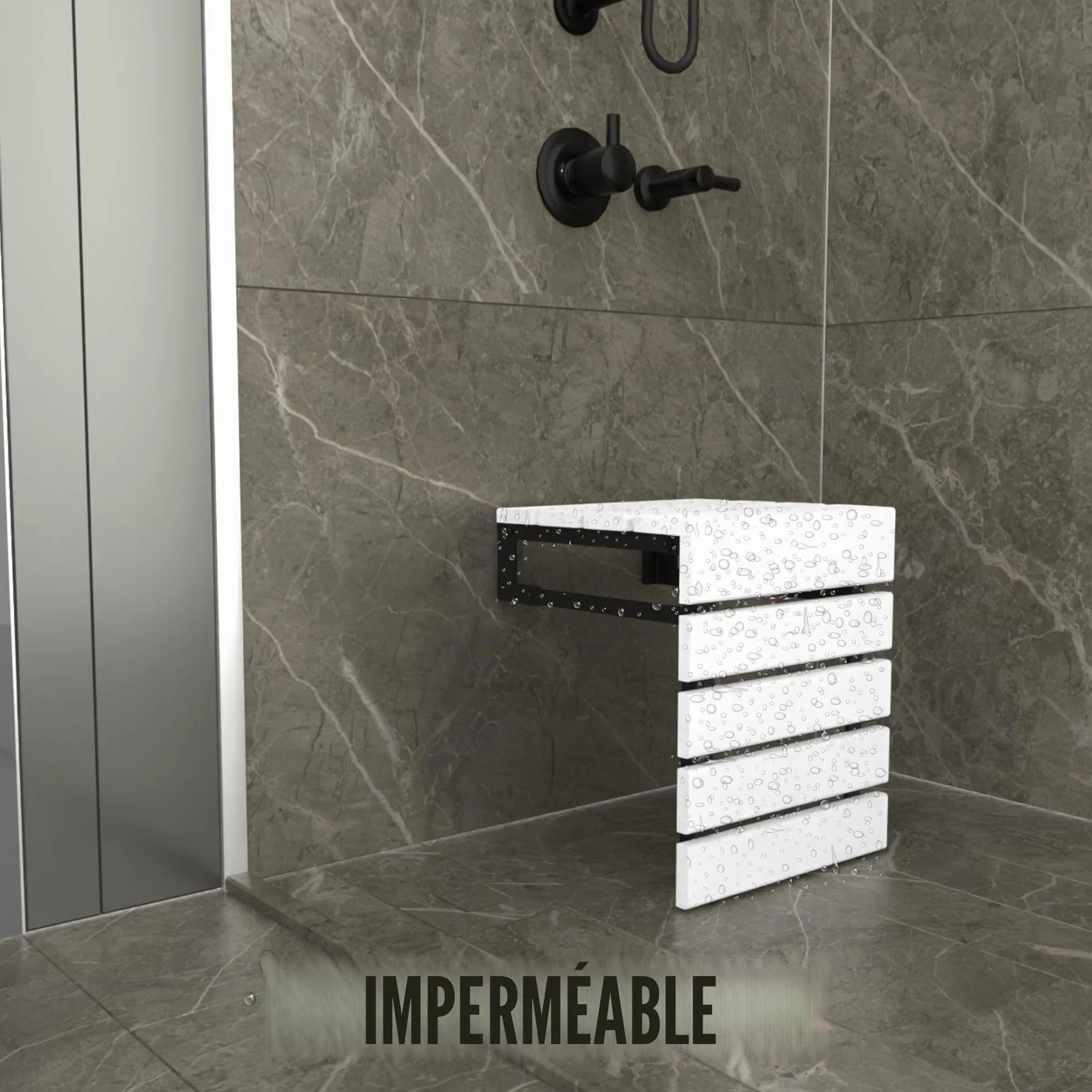 Siège de douche mural pliable en bois de teck fait à la main, tabouret de salle de bain pour personnes âgées, handicapées, femmes enceintes, handicapées, banc d'extérieur pliable résistant à l'eau