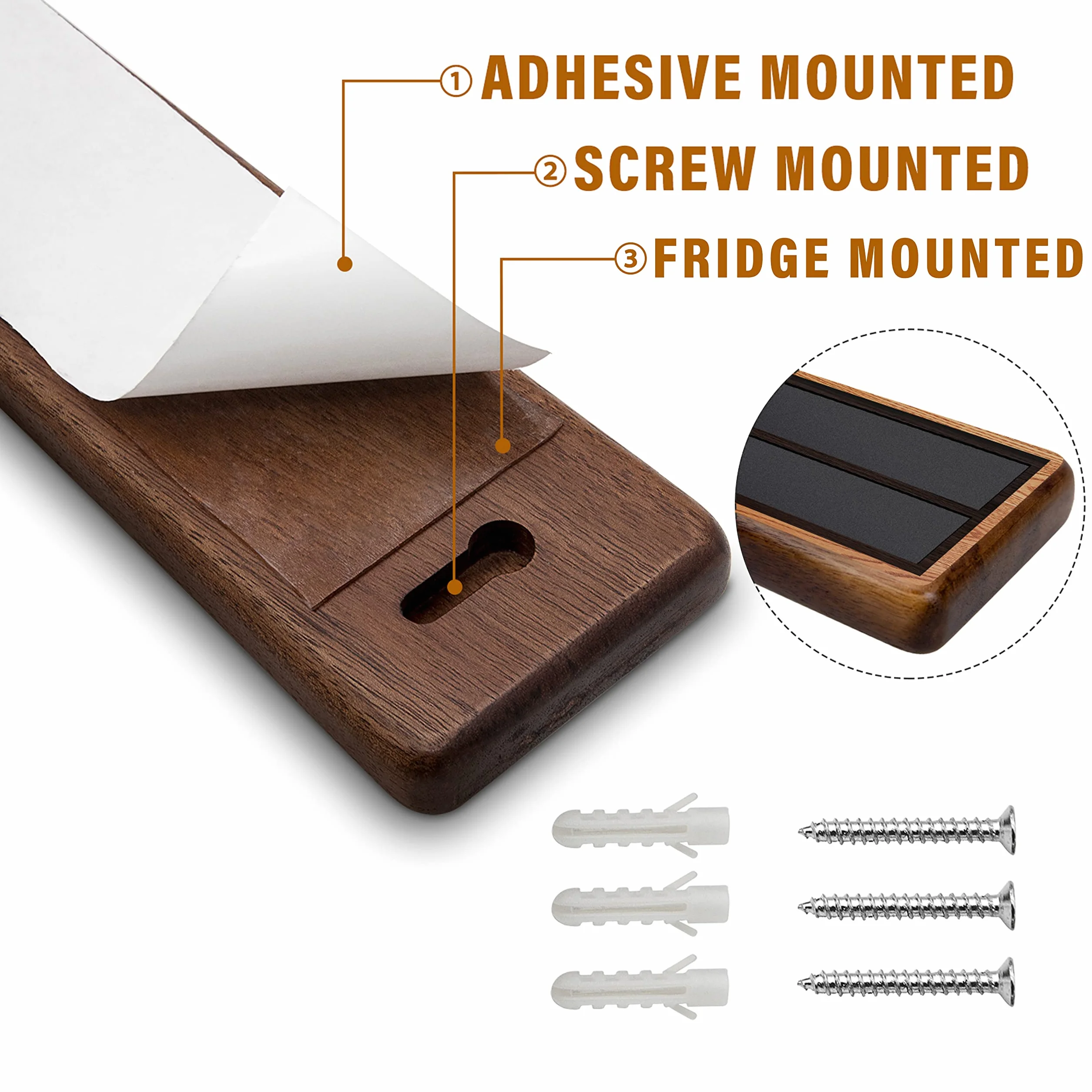 HOSHANHO Porte Couteaux Aimanté en Bois 40cm Barre Magnétique pour Couteaux Ustensiles et Outils