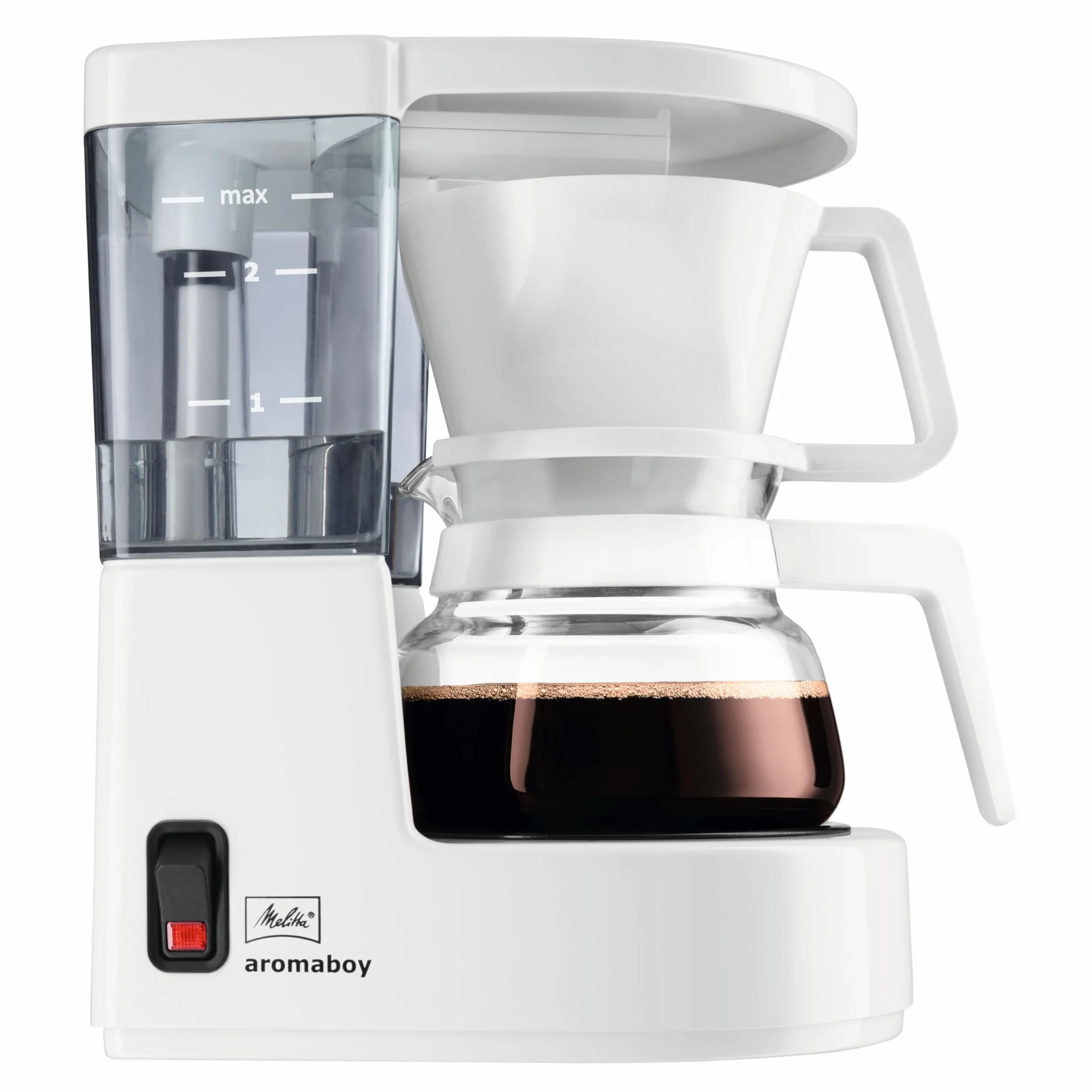 Melitta, Cafetière Filtre AROMABOY 0,25L Blanc, Design Compact, Température d'Infusion Optimale, Fonction Arrêt automatique, Porte-filtres 100 pour 2 tasses,1015-01,500W