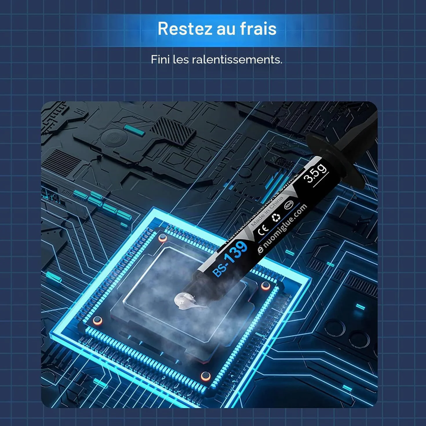 Pâte Thermique 3.5g pour CPU, Dissipateur Thermique, Haute Performance à Base de Carbone