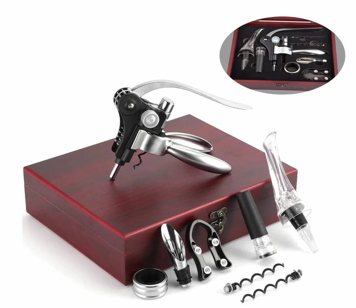 Tire bouchons, Ouvre Bouteille de vin, verseur pour le vin,Ensemble cadeau d'accessoires pour le vin avec coffret