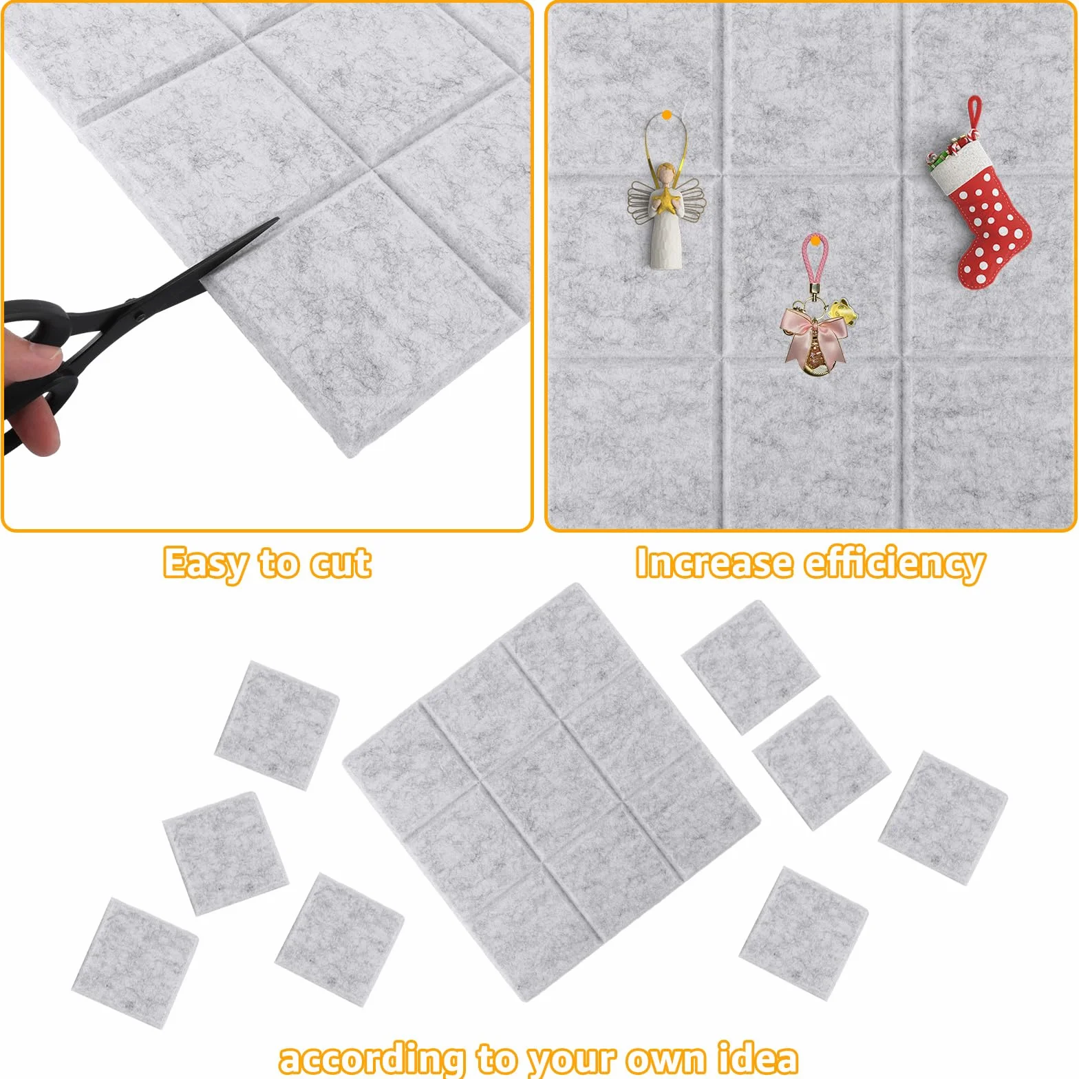 Lot de 12 grands tableaux d'affichage en feutre 30 x 30 cm autocollant avec 30 punaises pour bureau