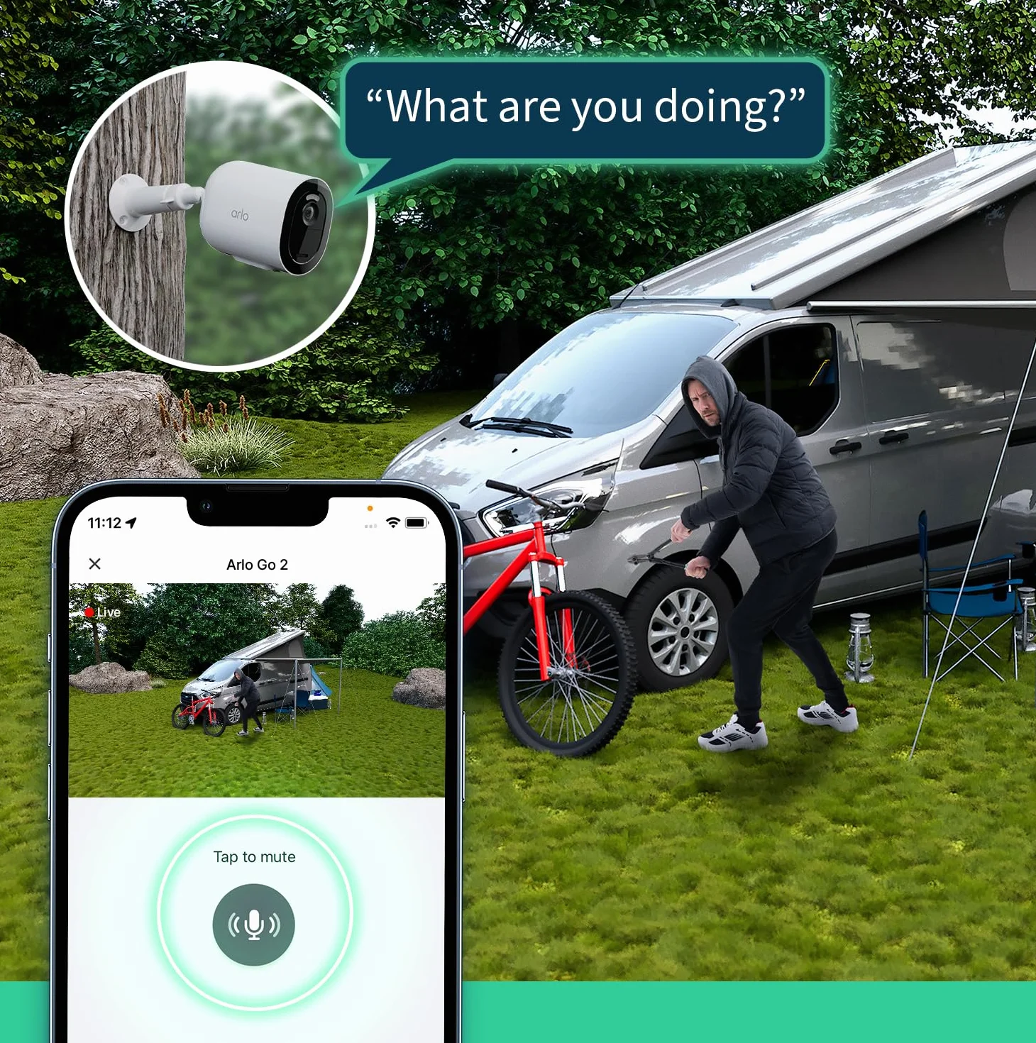 Arlo Go v2 kamera monitorująca, bezprzewodowa, mobilna, HD, LTE, odporna na warunki pogodowe, tryb nocny, dwukierunkowe audio, czujnik ruchu, akumulator, 90-dniowa wersja testowa Arlo Secure, biała,