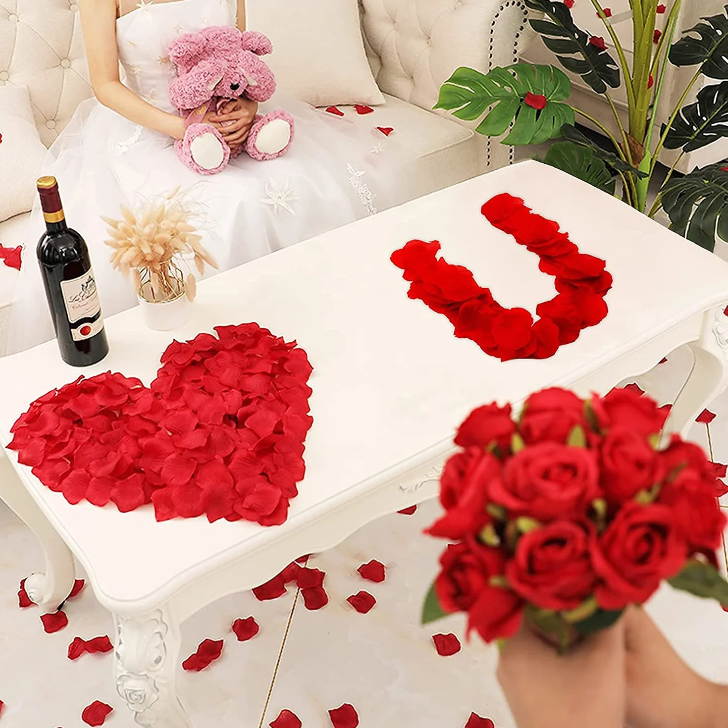 OWLKELA 5000 Pièces Pétales de Rouges Artificiels, Petale de Rose - Mariage