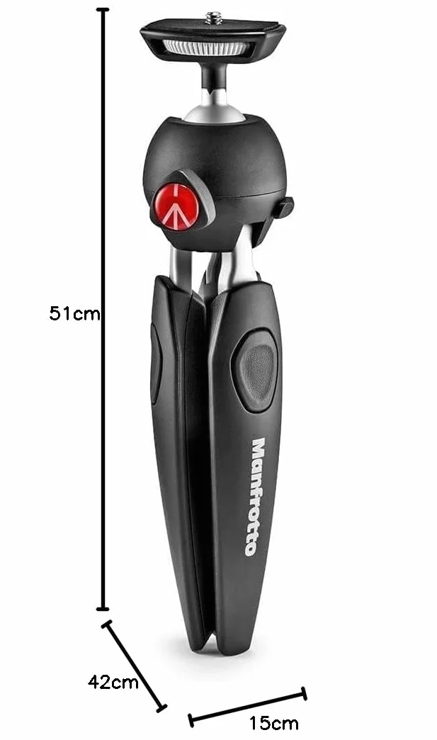 Manfrotto MTPIXIEVO-BK, PIXI EVO 2-sekcyjny mini statyw do aparatów bezlusterkowych, kompaktowych kamer systemowych, lustrzanek cyfrowych, wideo, kompaktowych rozmiarów, aluminium