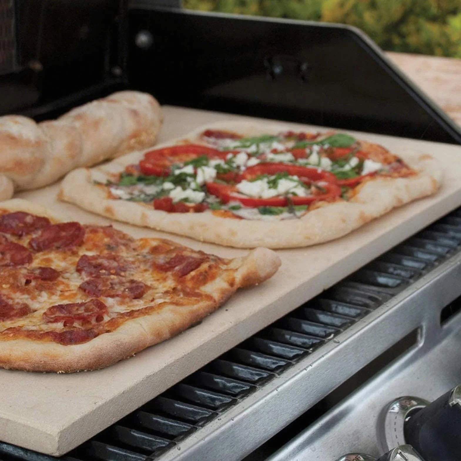 Pierre à pizza - 30,5 x 30,5 cm - En céramique anti-adhésive - Pour four, barbecue, camping - 30,5 x 30,5 cm - Idéale pour le à pizza et la cuisson polyvalente à l'intérieur et à l'extérieur