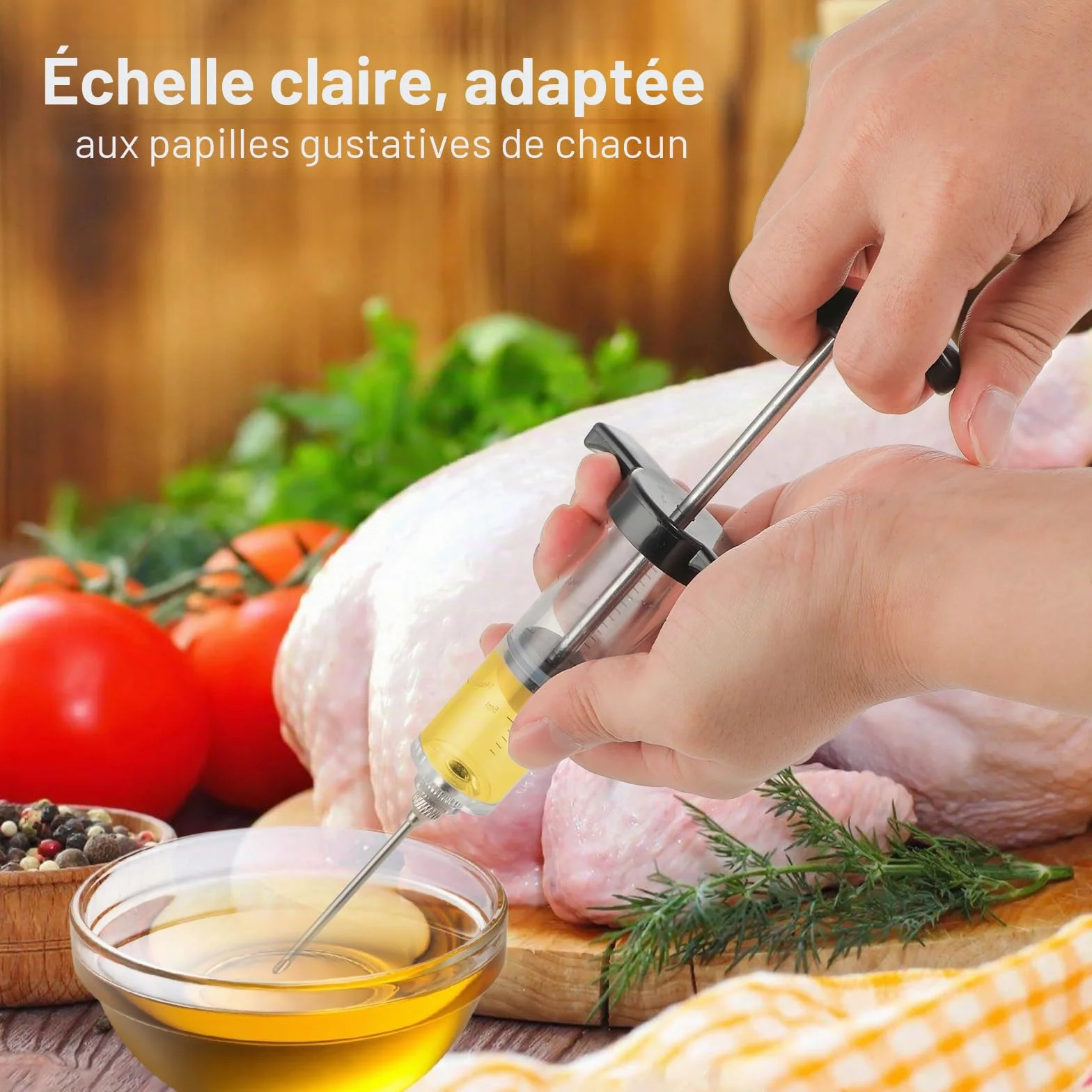 Windfromort Seringue Alimentaire 30 ML - Seringue avec Aiguille en Acier INOX 304-3 Aiguilles pour Confiture et Viande (Rouge)