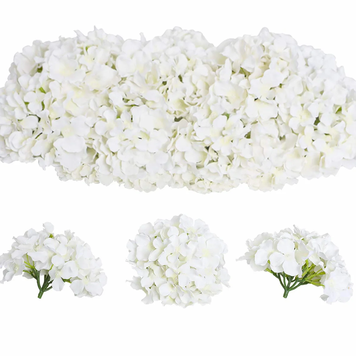 Hortensias Artificiels 12pcs Têtes de Fleurs avec Tiges pour Bouquets de Mariage Mariée