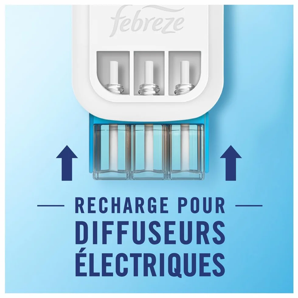 Febreze Désodorisant Électrique Méga Pack Recharges 4x20ml 3 Parfums Fleur de Lys Fraîcheur 90 Jours