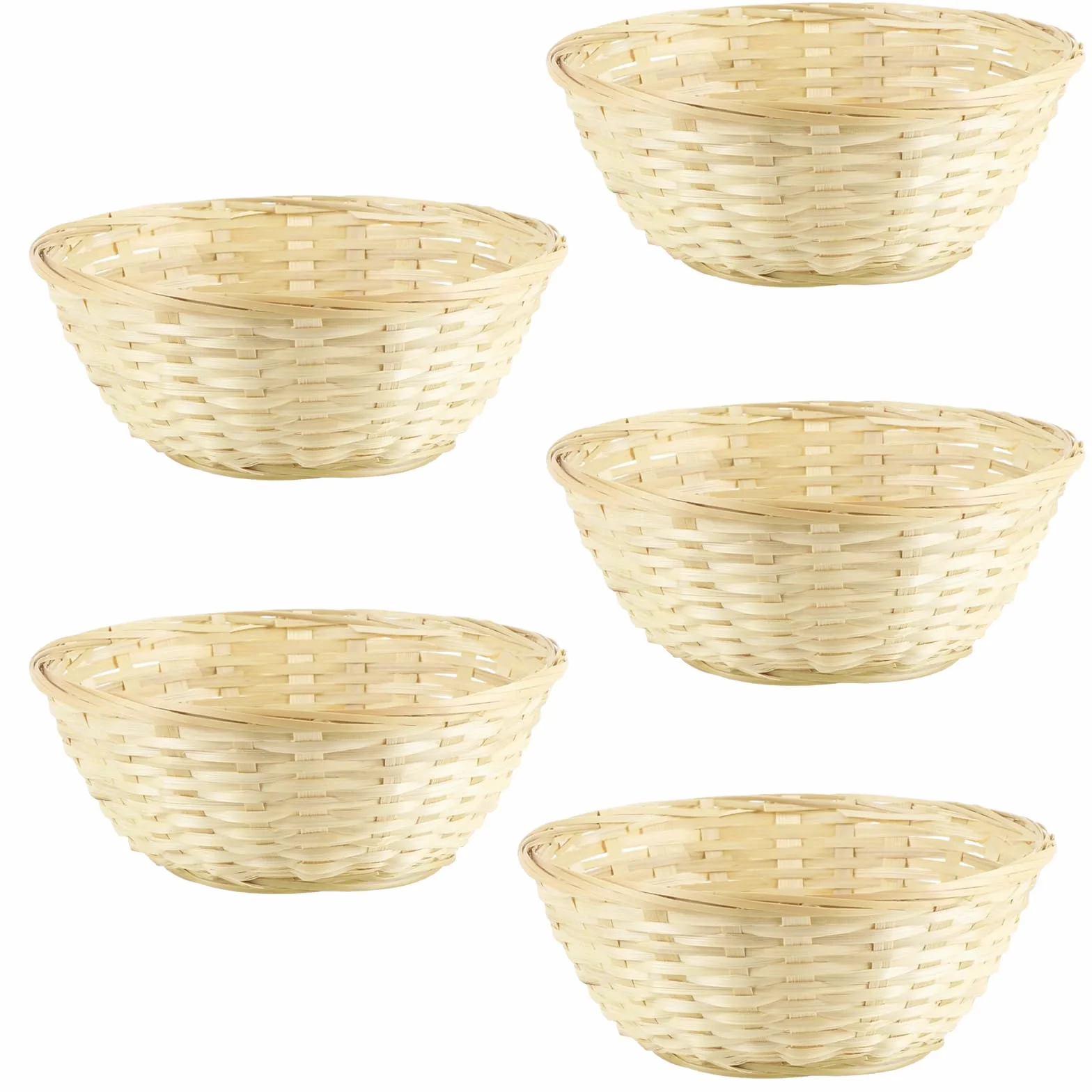Panier Osier en Bambou Naturel Corbeille de Pâques 5 Pièces Rangement Rond Rustique