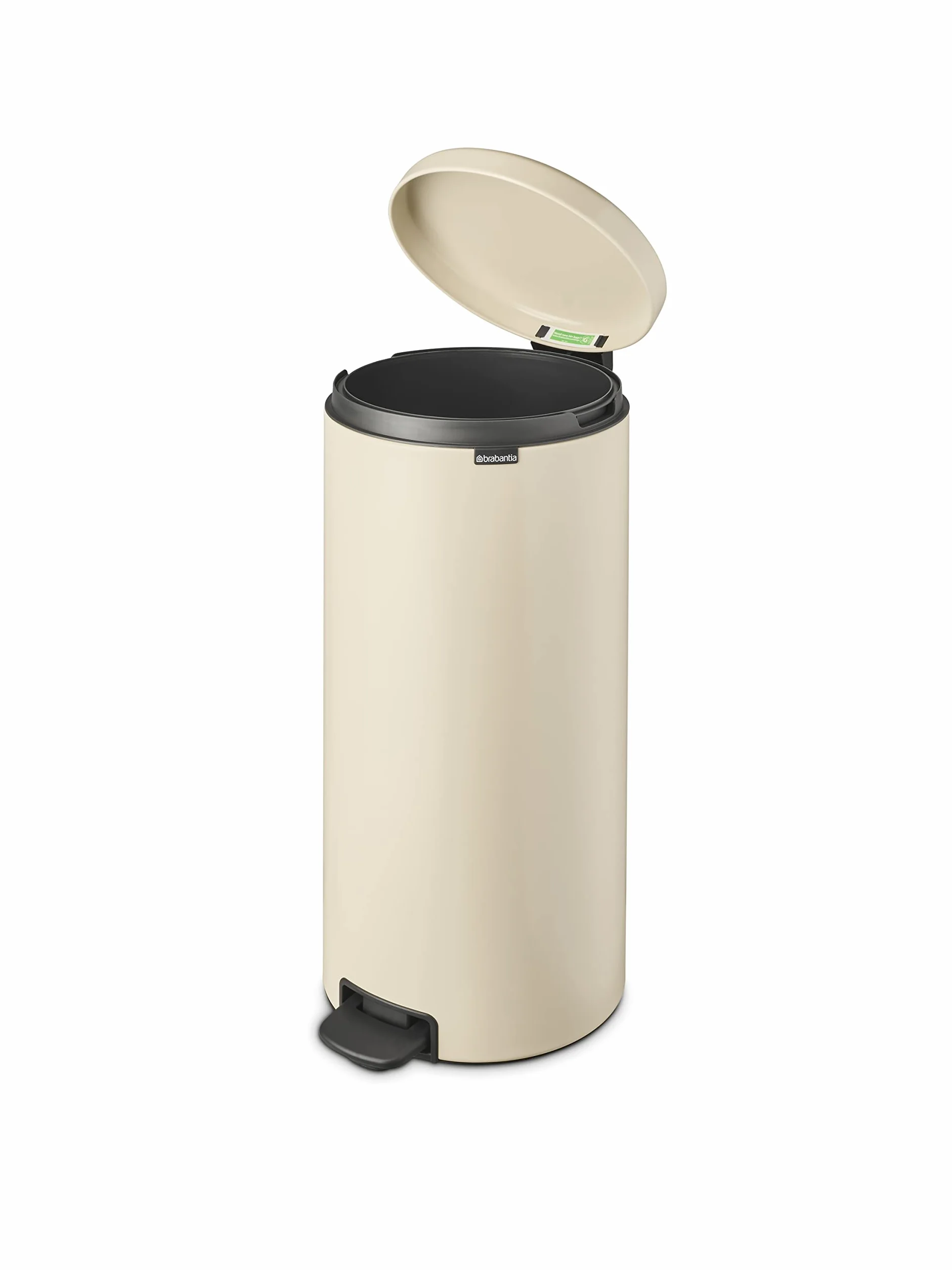 Brabantia Poubelle à Pédale 30L NewIcon - Grande Poubelle Cuisine Couvercle Soft-Close - Soft Beige 30 x 38 x 68 cm