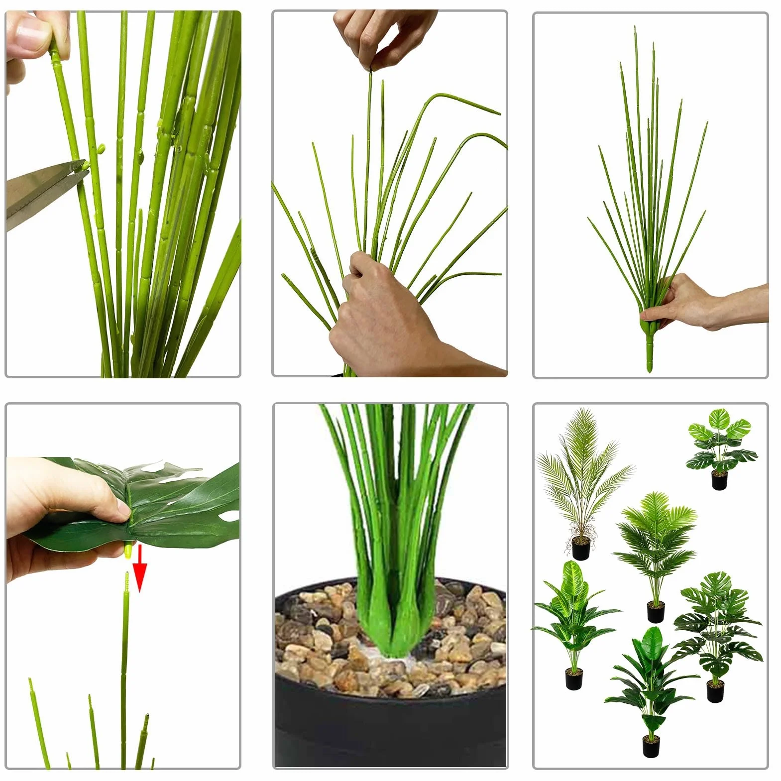 Palmiers Artificiels 80cm Grandes Plantes Vertes en Pot pour Décoration Intérieur Extérieur Maison Bureau