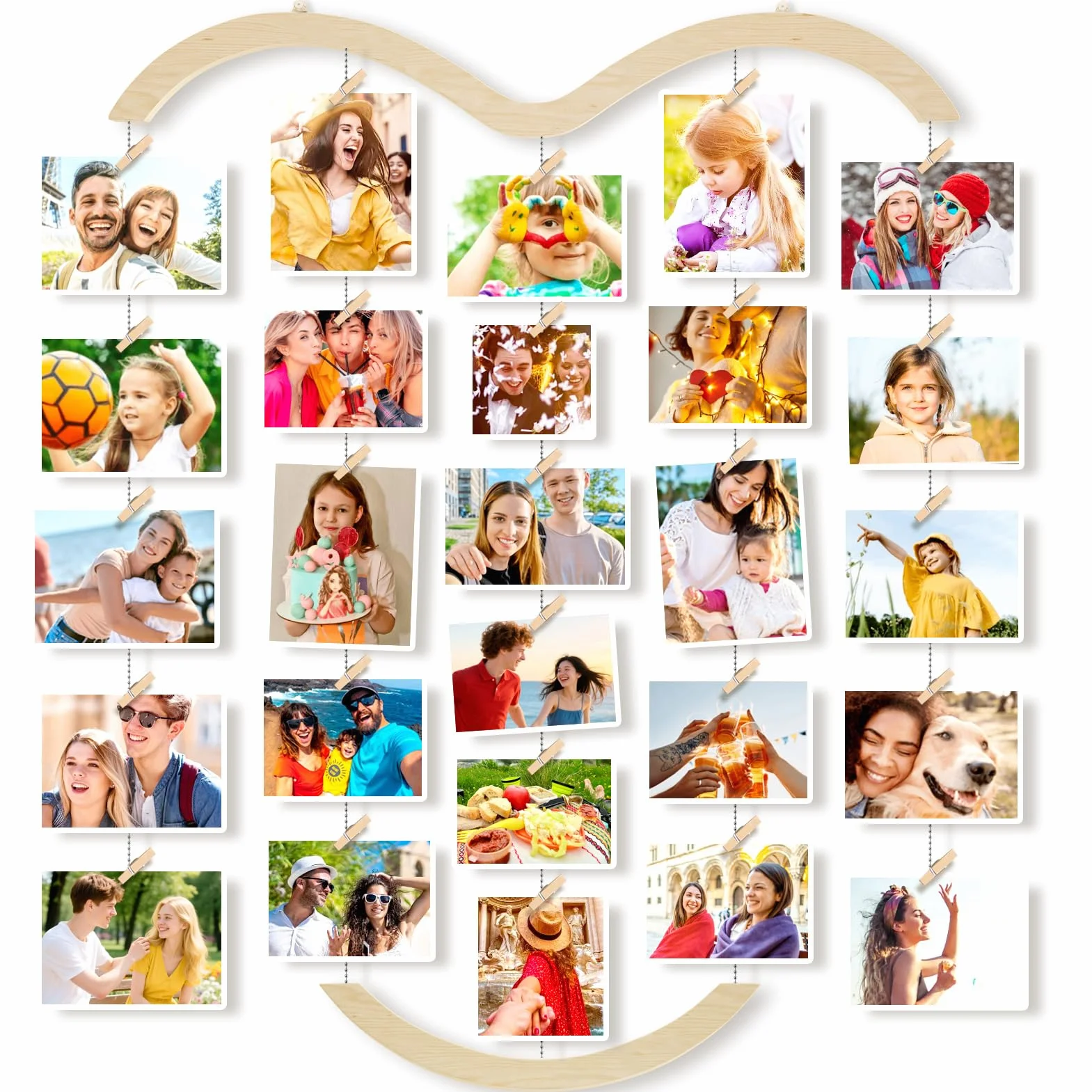 Cadre Photo Mural en Bois à Pince Pele Mele Decoration Maison