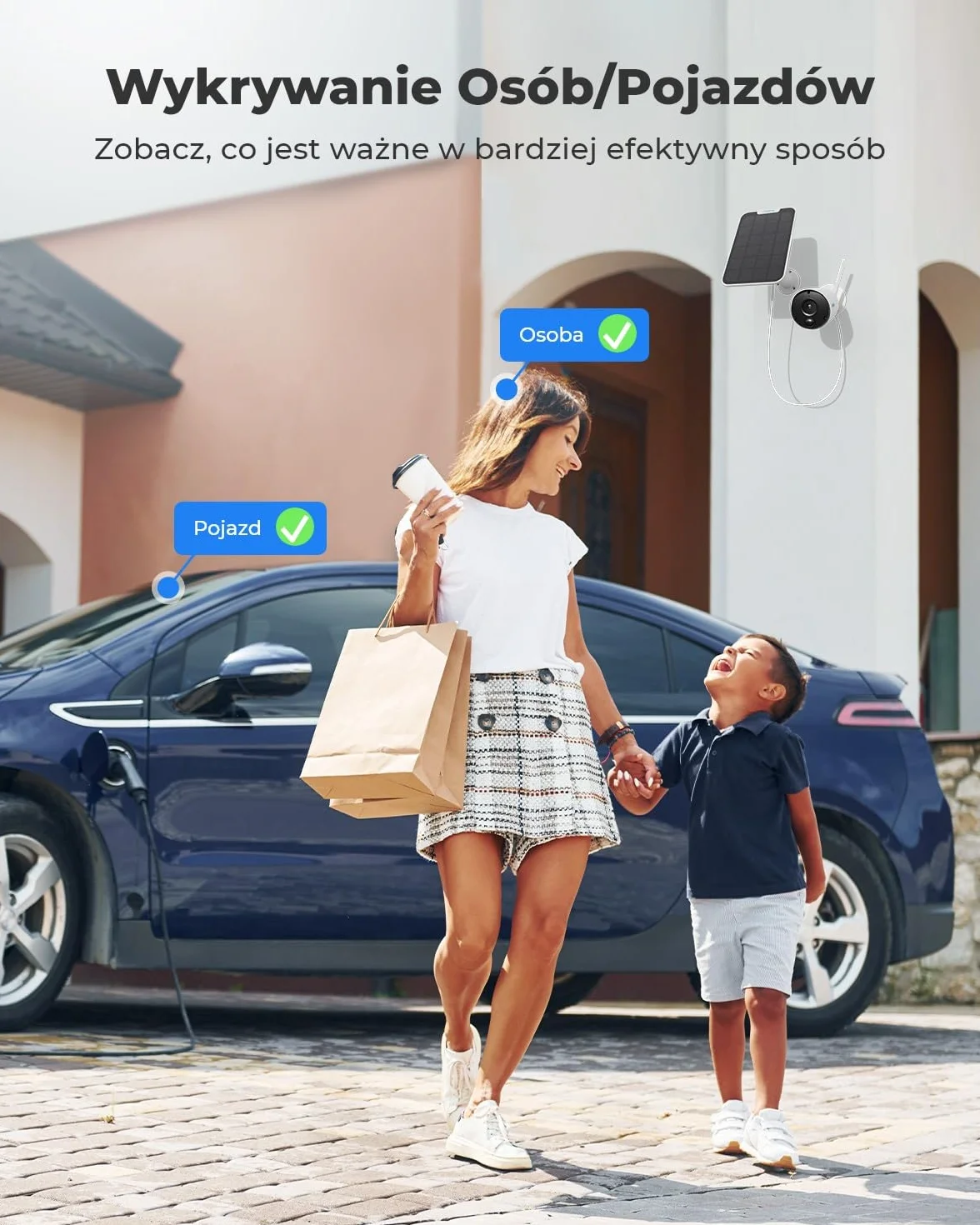 Reolink Solarna Kamera Zewnątrz, Akumulatorowa, Bezprzewodowa WiFi 1080P PIR Detekcja Ruchu, Dwukierunkowe Audio Gniazdo Kart Micro SD Bezprzewodowa Kamera IP, Argus Eco z Panelem Słonecznym