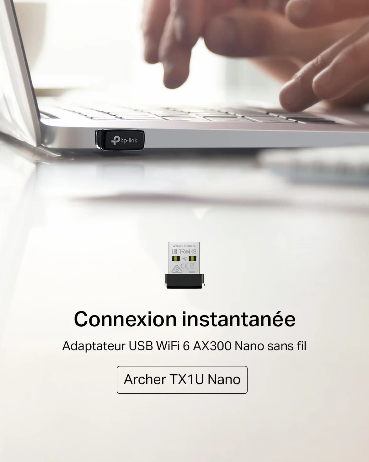 TP-Link Archer TX1U Nano Clé WiFi 6 AX300 USB Adaptateur Double Bande 2,4 GHz MU-MIMO