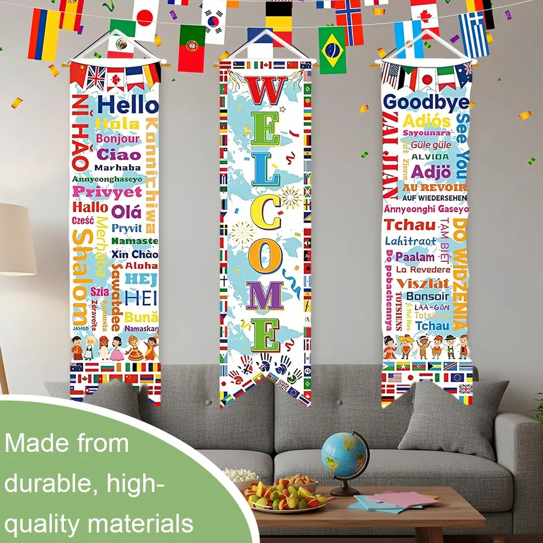 Banniere de porte Coupe du Monde 2026, lot de 3 pieces, decoration football verticale interieur exterieur