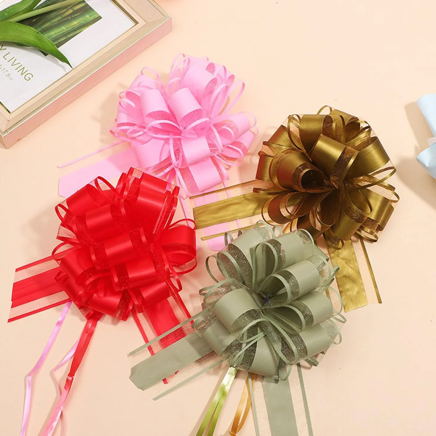 Grands nœuds décoratifs avec Ruban Cadeau 18 cm Vert pour Mariage Anniversaire Noël