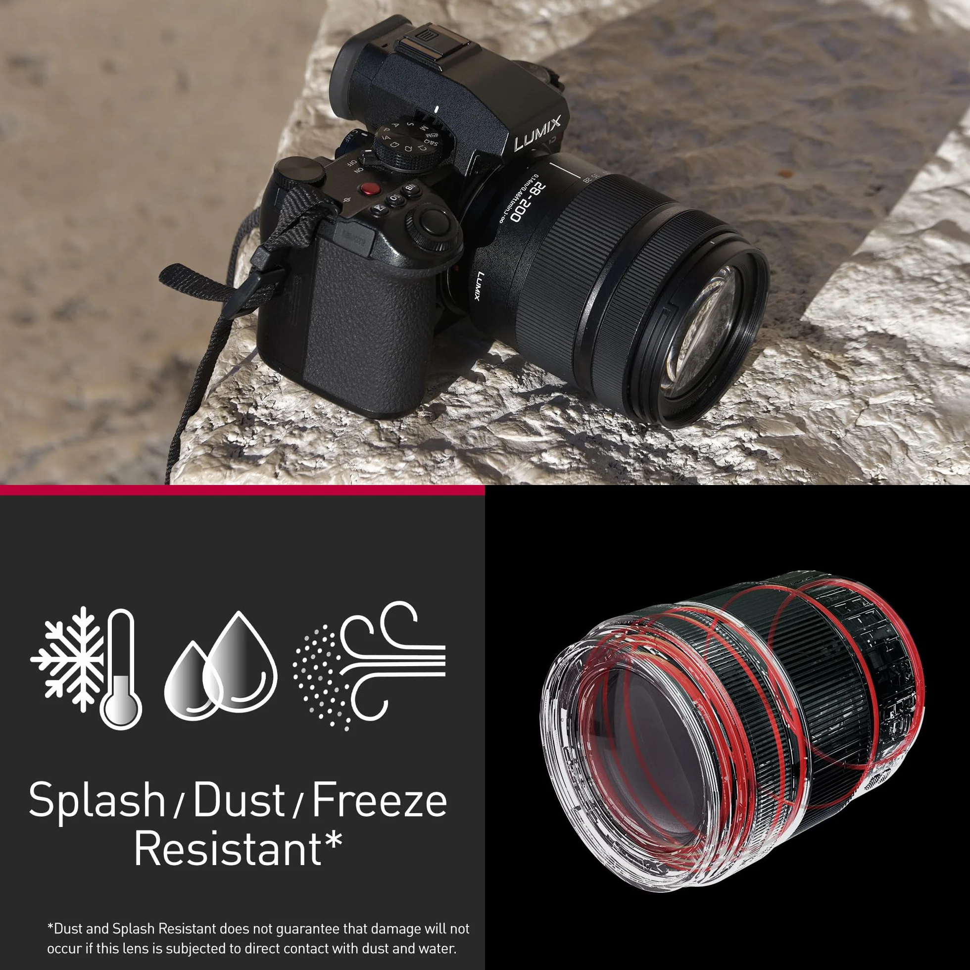 Panasonic Lumix S-R28200E 28-200mm F4.0-7.1 Obiektyw Makro, Obiektyw Pełnoklatkowy, Szeroki i Długi Obiektyw Zmiennoogniskowy, Dual IS 2, Odporny na Kurz, Zachlapanie i Mróz, do Filmów 4K, Czarny