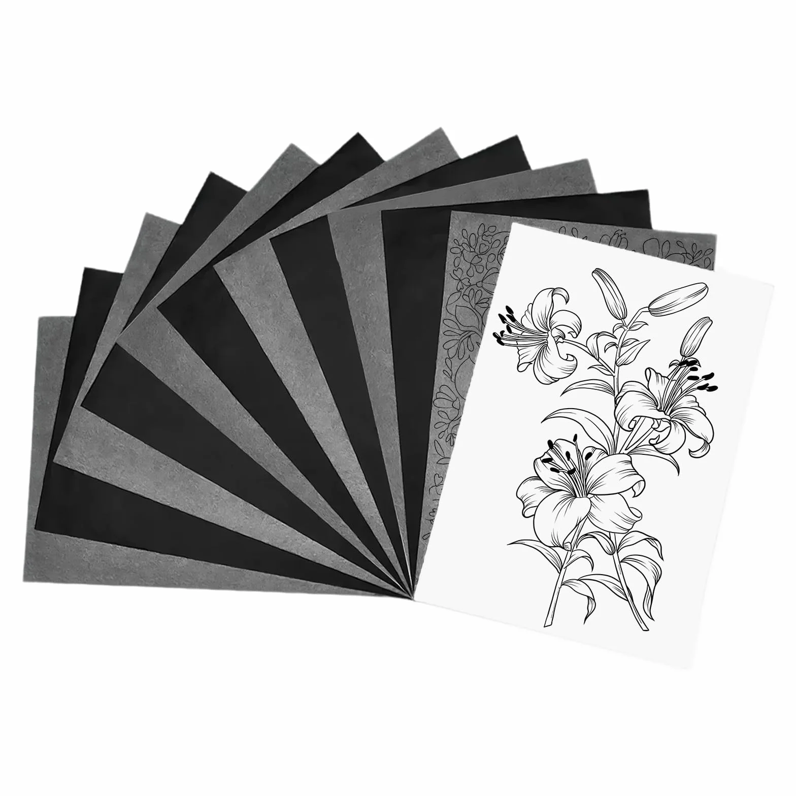 Papier Carbone Noir A4 100 Feuilles, Papier de Transfert Réutilisable pour Textile Bois Toile Dessin Couture Arts Graphiques (21 x 29,7 cm)
