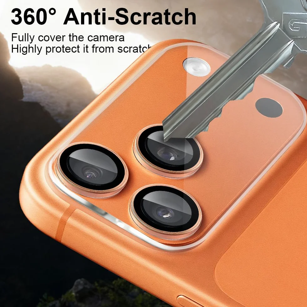 Osłona Obiektywu Aparatu iPhone 17 Pro folia ochronna na aparat, 3 sztuki szkło ochronne na aparat twardość 9H szkło hartowane na aparat, Ultra HD przezroczysta folia na obiektyw