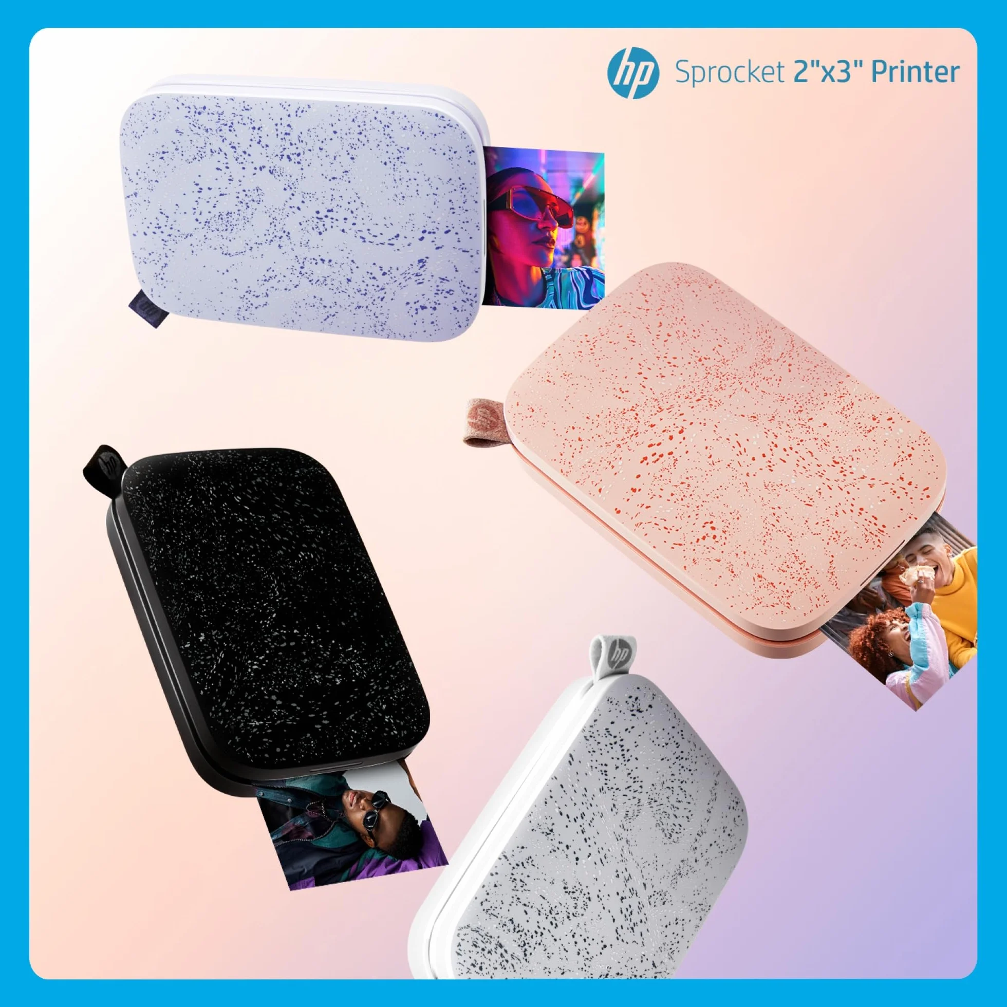 HP Zębatka przenośna 5 x 7,6 cm natychmiastowa drukarka zdjęć Różowy wydrukuj ZINK na papierze z ZINKz urządzeń z systemem iOS i Android, Pink, Printer