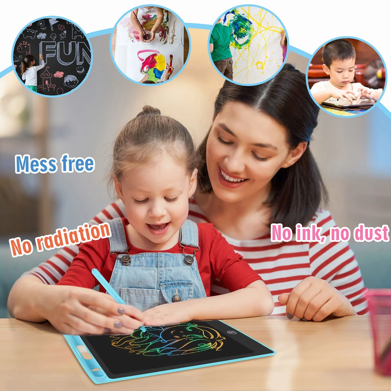 HOMESTEC Tablette d'écriture LCD 8,5 Pouces Planche à Dessin Graphique Serrure à clé Écriture Manuscrite Doodle Pad Enfants Jouets Cadeaux Bleu