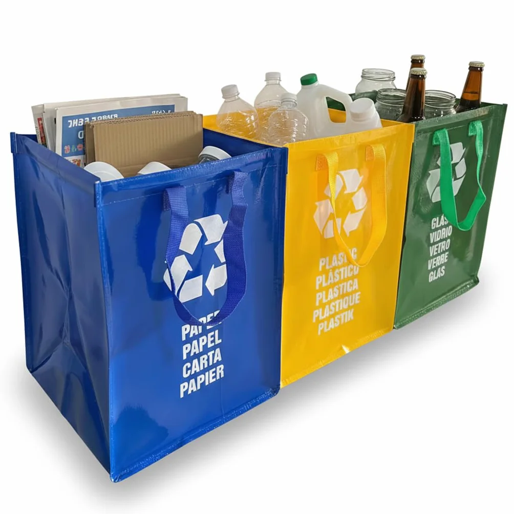 Poubelle Tri Sélectif 44L avec Poignée pour Verre - Recyclage Facile à Vider Maison Bureau