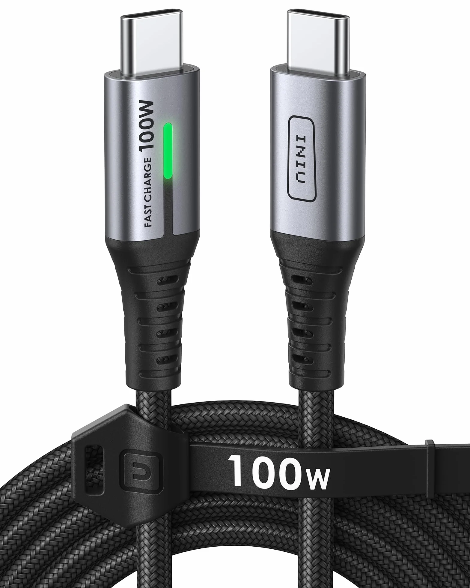 INIU Câble USB C 2m 100W 5A Charge Rapide PD 3.0 QC 4.0 Nylon Tressé pour iPhone Samsung Galaxy iPad MacBook
