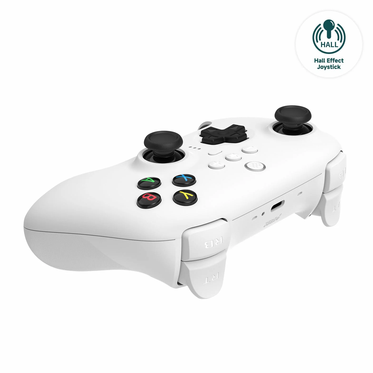 8Bitdo Ultimate 2.4G Wireless Controller with Hall Effect Joystick for PC, Android, Steam Deck, Apple (White)